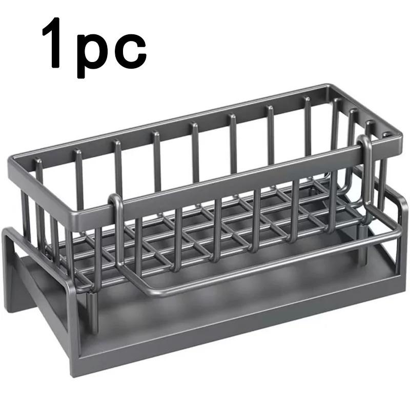 Over-sink dish rack organizer, rustproof steel sponge holder with soap dispenser and sponge shelf, no-drill clamp mount design
