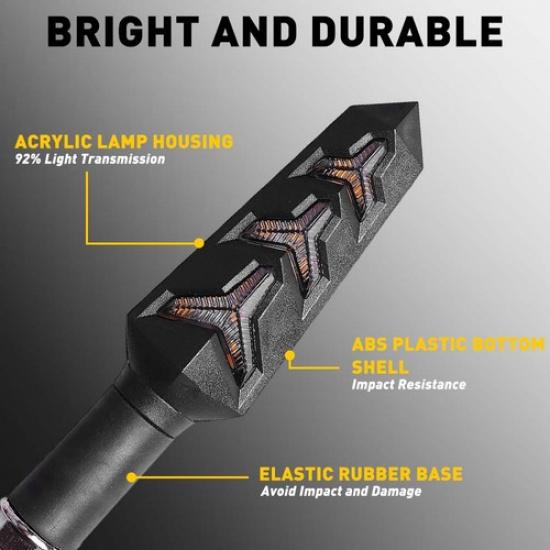 Dynamic Motorcycle LED Turn Signals Flowing Light For 12V Motorcycle Amber 4PCS