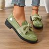 British Style Small Leather Shoes 2025 Spring and Autumn New Versatile Flat-soled Women's Shoes Solid Color Bow Shoes Thick Heel Loafers Women