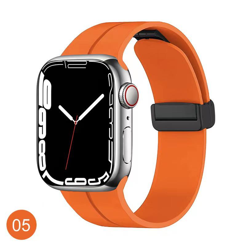 Магнитный силиконовый спортивный ремешок со складной пряжкой для iWatch/Apple Watch S10
