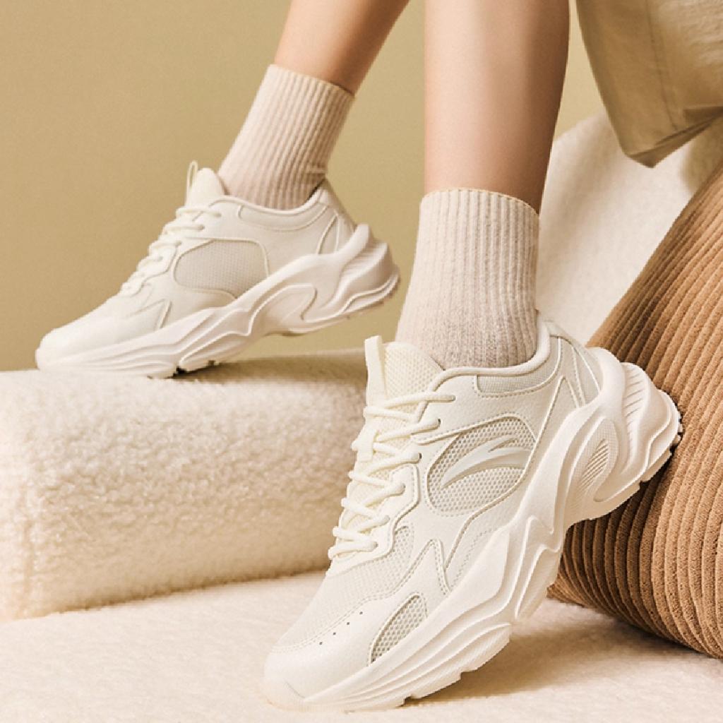 Anta Little Millennium Модные Удобные Износостойкие Дышащие Повышающие Рост Низкие Повседневные Кроссовки Женские Кроссовки Слоновая Кость 922538826-7