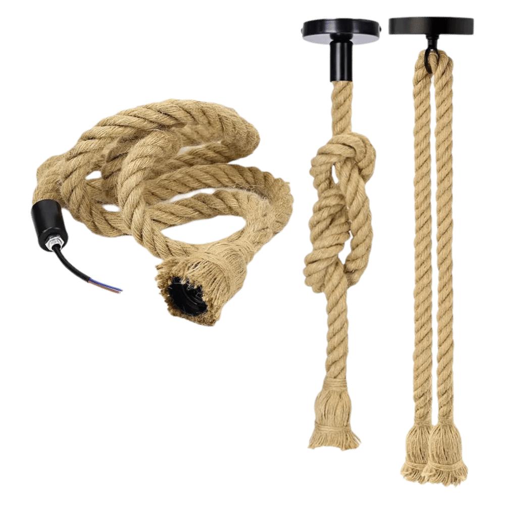 Creative Rope Lamp Durable Vintage Hemp Rope Pendant Lamp Minimalist Hemp Rope Material Edison Bulb Chandelier Loft