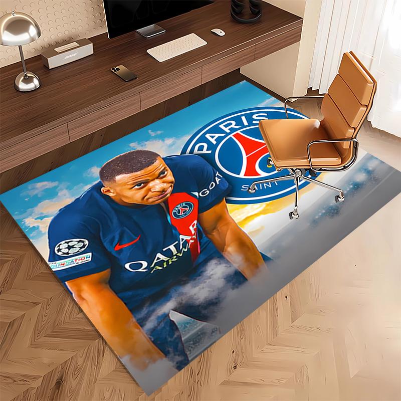 1pc Kylian Mbappé Print Area Rug - Soft, Washable Non-Slip Indoor Mat, Living Room, Home Office Decorative Rug,Office Decorative