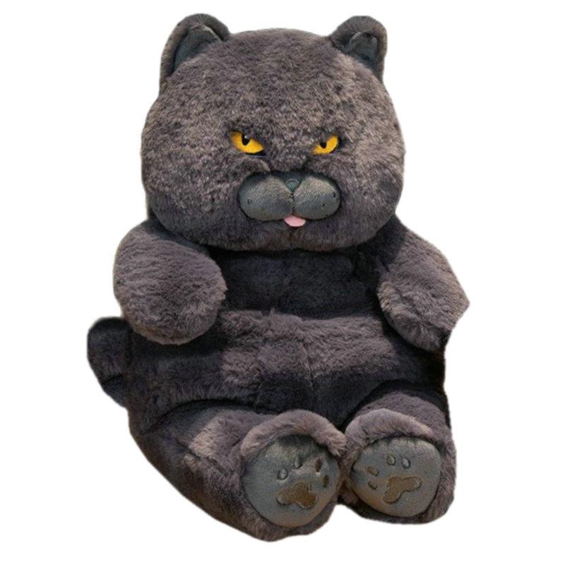 Пушистый Плюшевый Мягкий Плюшевая Игрушка Кошка Британская Короткошерстная Набитая Темно-синий Серый Ленивый Толстый Кот Игрушка для Объятий для Детей Подарок на День Рождения Парню