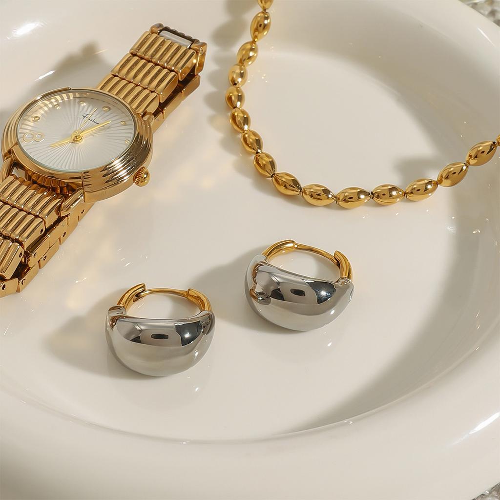 Youthway Высокое Качество Элегантные Роскошные Серьги-капли из Нержавеющей Стали с Гладким Куполом, Модные Водонепроницаемые Женские Украшения, Новинка