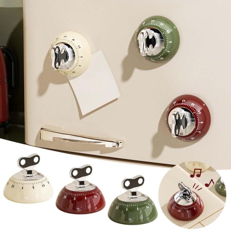 Magnetic Kitchen Timer Vintage Style Manual Countdown Cooking Baking Down Up Loud Alarm Magnet Clock Study Clock Kitchen