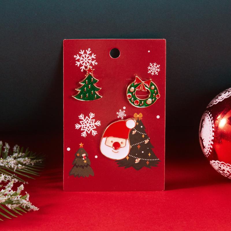 3Pcs/Set Christmas Brooch For Women Men Cute Santa Claus Bell Elk Snowflake Snowman Enamel Pins Party Jewelry Gift