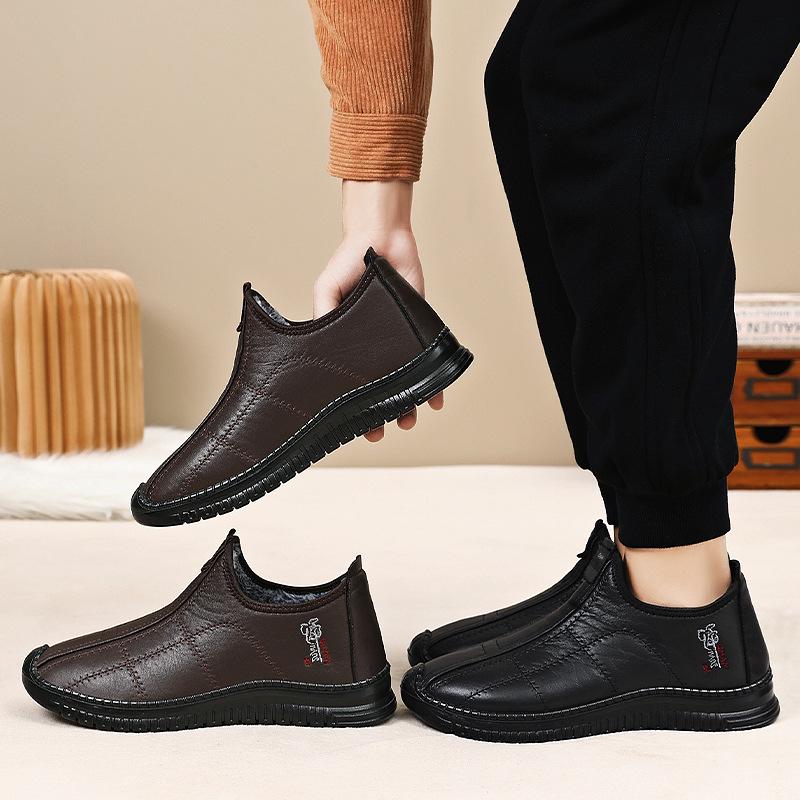 Men's Winter Plus Velvet Non-slip Slip-on Casual Boots for Middle-aged & Elderly