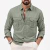Men's Seasonal Solid Color Wearable Shirt Long Sleeve Multi-Pocket Casual Top