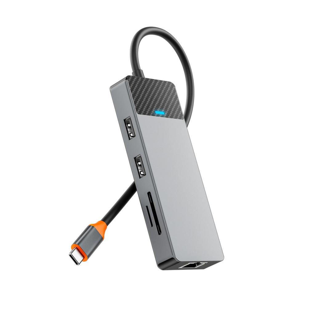 Многопортовый USB-C хаб WIWU: 4 USB, 100 Вт PD, USB-C 3.1, SD/TF, LAN-адаптер