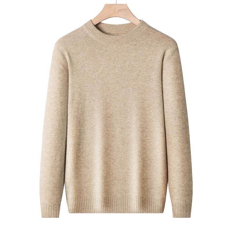 Autumn And Winter New Trendy Round Neck Men's Casual Solid Color Inner Warm Base Sweater Sweater Men's Clothing
