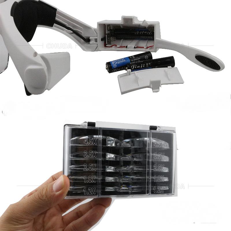 1.2X 1.8X 2.5X 3.5X 4.5X Очки-лупа со светодиодной лампой для обоих глаз, лупа для часовщиков и ювелиров, измерительные очки