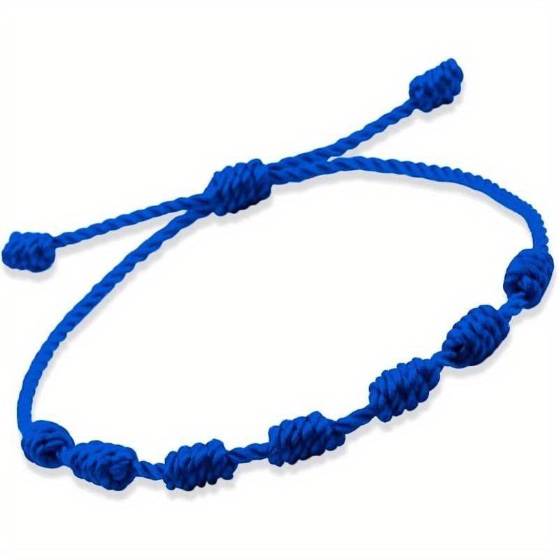 Браслет 7 узлов для защиты, сглаза и удачи. Буддийская струна. Нить/Амулет для процветания и успеха. Шнур регулируется.