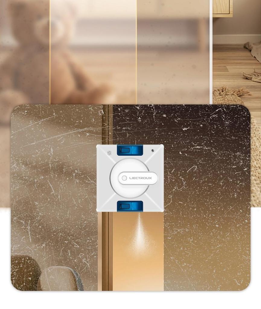 LIECTROUX YW509 Robot Window Cleaner, Double Water Tank, 3000Pa Suction Power, Smart Path Planning, Remote Control