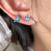 Small And Exquisite Blue Oil-Dripping Butterfly Stud Earrings Women'S Retro Elegance Niche Fashion Temperament Versatile Earrings