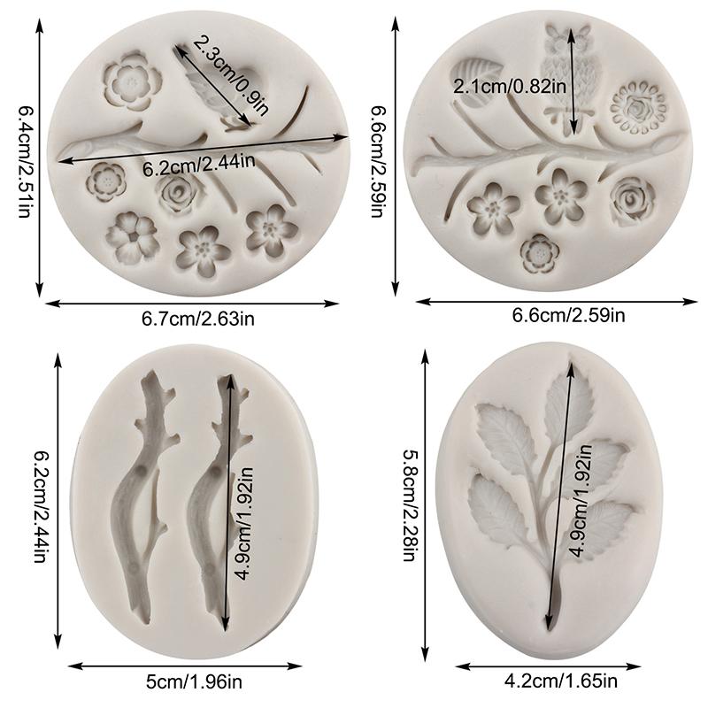 Силиконовая форма «Совы, птицы, ветки деревьев, листья, форма для помадки для цветочного украшения торта, топпер для кексов, сахарные конфеты, шоколад, полимерная глина, форма для пасты для жевательной резинки»
