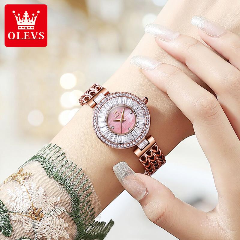 OLEVS Оригинальные элегантные кварцевые женские часы Лучший бренд водонепроницаемые часы для женщин из нержавеющей стали роскошные часы с бриллиантами