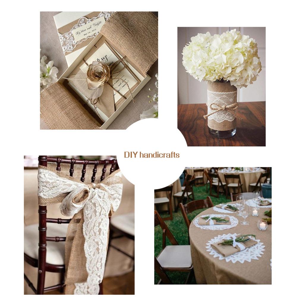 4 шт. Кружевная лента Мешковина Кружевная отделка Лента Швейные принадлежности Рулон Ручная работа Джут Двойная коса Поделки Подарки Упаковка Украшения