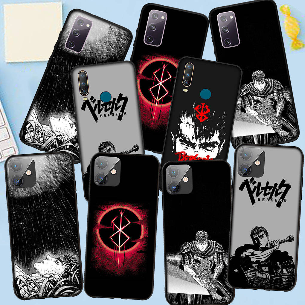Чехол для телефона Samsung Galaxy S25 S24 S23 iPhone 16 15 Xiaomi Redmi Note 14 13 12 16E X 8 11 Pro Max OPPO Moto Huawei A05 A16 чехол с изображением аниме Berserk Guts