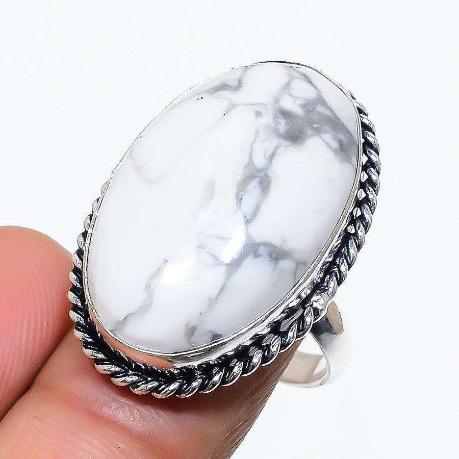 Howlite Jasper Gemstone 925 Sterling Silver Jewelry Ring Size Adjustable SU-10612