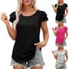 Женская футболка с коротким рукавом, элегантная повседневная рубашка, весенне-летний наряд, струящиеся плиссированные топы с круглым вырезом спереди, летние топы