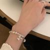 Изысканный браслет в корейском стиле, легкая роскошь, с бантом, из битого серебра и жемчуга, для женщин