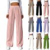 Women's Fashion Casual Elastic Drawstring High Waist Textured Wide Leg Straight Pants