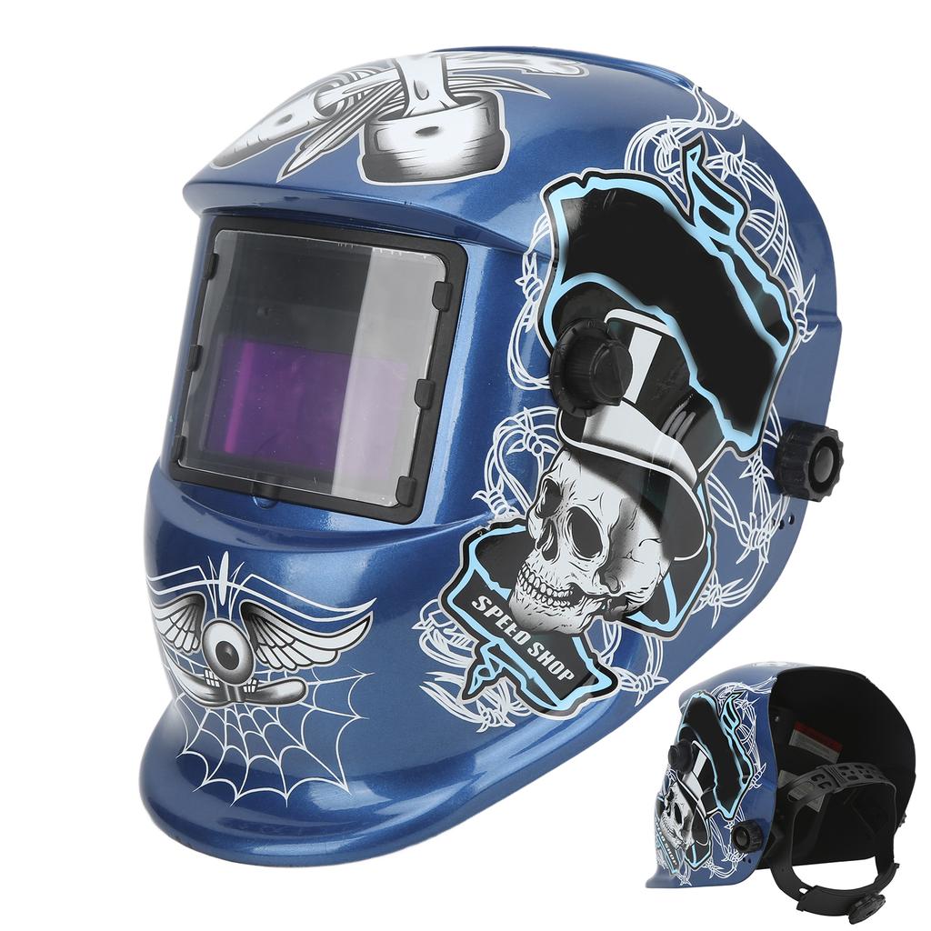 Auto Darkening Welding Helmet LCD True Color Protective Adjustable Blue Gentleman Skull Style