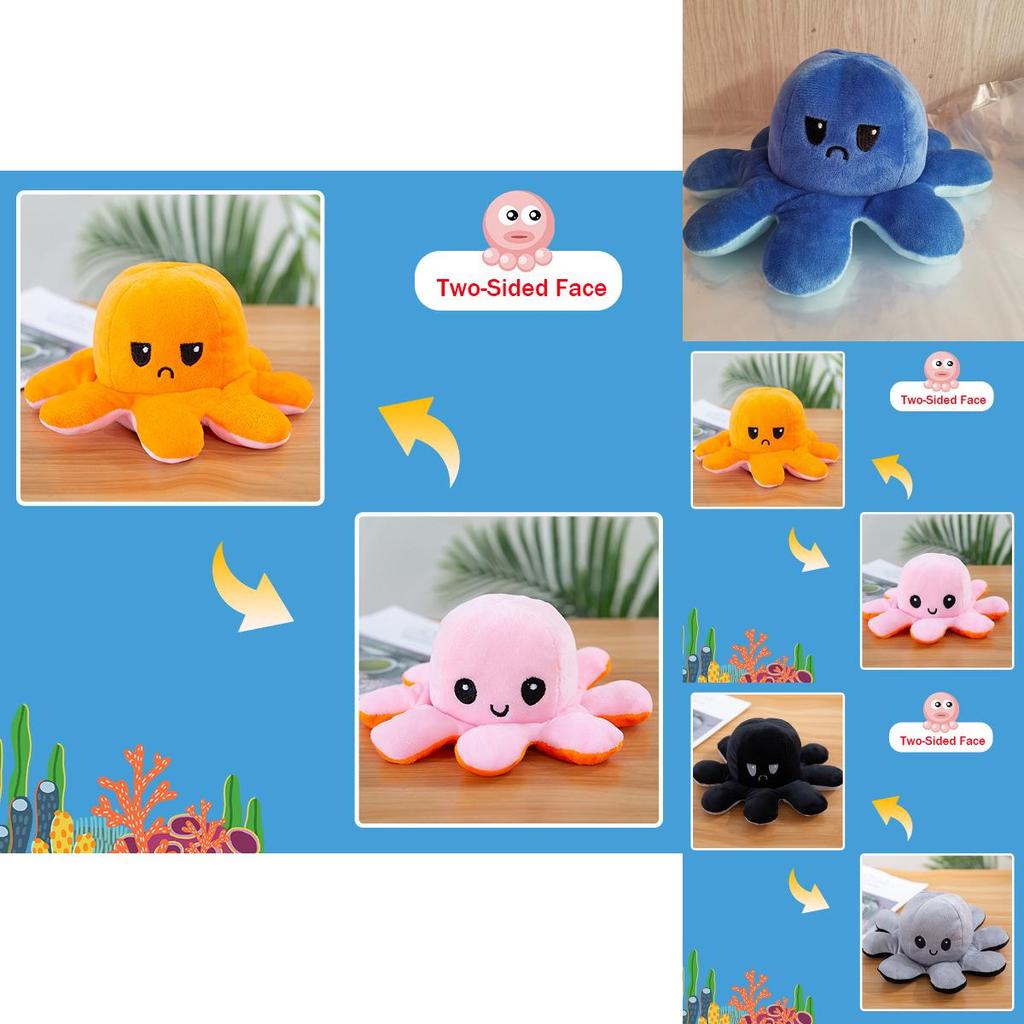 Charming Reversible Octopus Stuffed Animal Offering Unique Visual And Sensory Delight