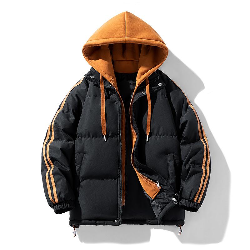 New Cotton-padded Jacket Winter Youth Thickened Down Jacket Hooded Fake Two-piece Trend