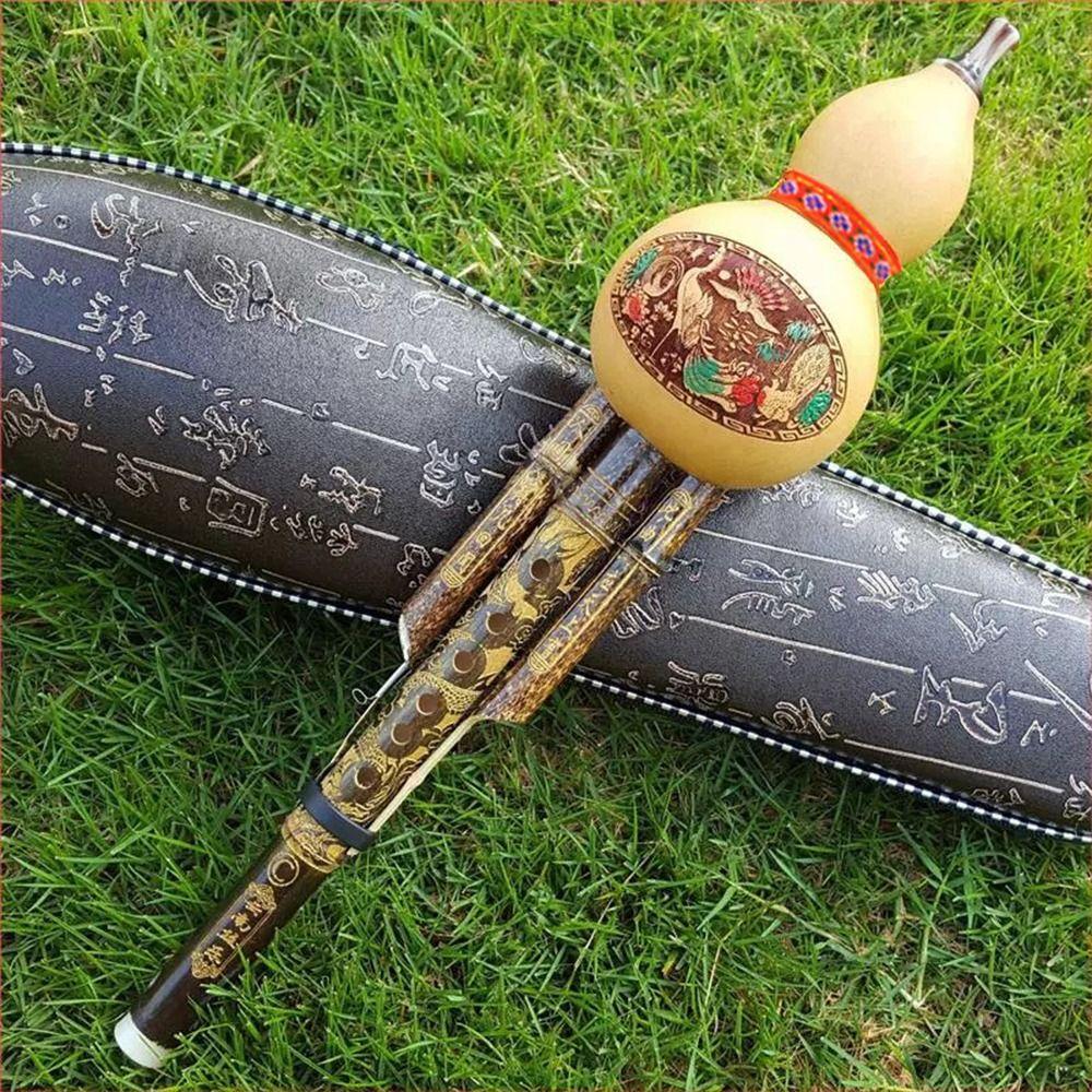 Double sounds Gourd Flute Black Bamboo Hulusi Easy To Play Gourd Bamboo Flauta  Beginner