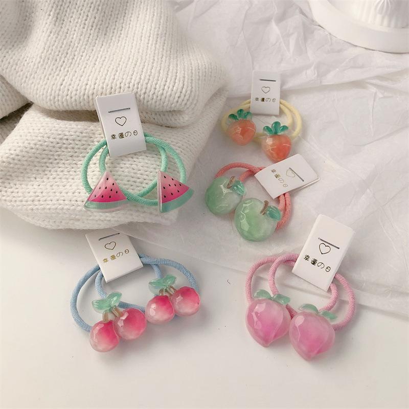 10 шт. Детская повязка на голову с морковкой, Корейская милая фруктовая повязка на голову, Детская резинка для волос, Резинка для волос с вишенкой, Петля для волос
