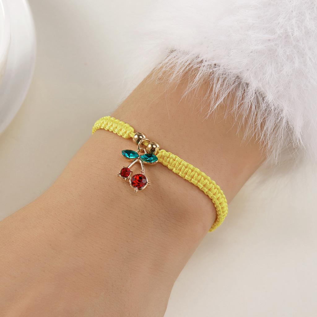 Handcrafted Woven Friendship Bracelet With Fruit Design For Teens And Casual Wear