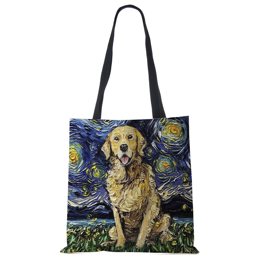 Звездное небо Животное Собака Принт Сумка-тоут Сумка через плечо Женская Большая Повседневная Сумка для покупок Дамская Ручная сумка для покупок На открытом воздухе CLE