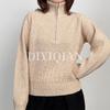 DIYIQIAN2025 Wool Turtleneck Sweater - Autumn/Winter Long Sleeve, Half-Zip Jumper
