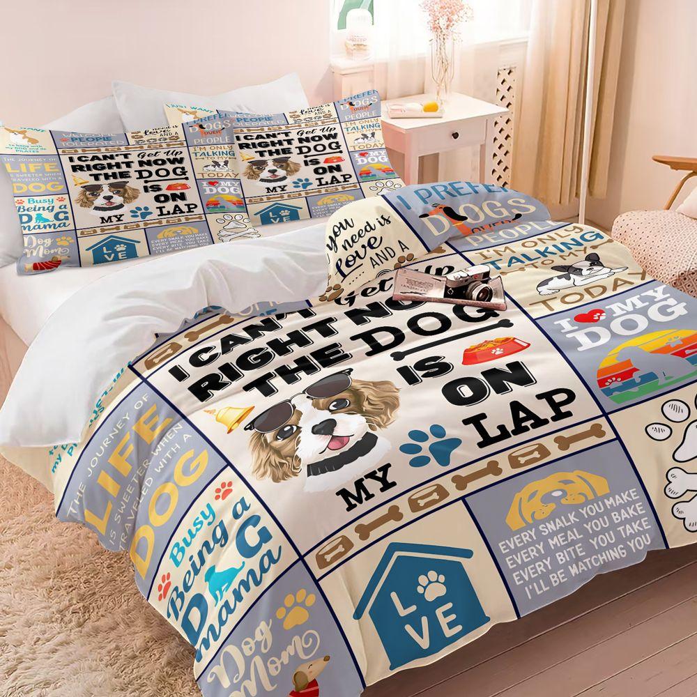 Funny Dog Quotes Print Duvet Cover Set(1 Duvet Cover & 1/2 Pillowcase) Cute Pet Theme Bedding Set Soft Comforter Cover for Dog L