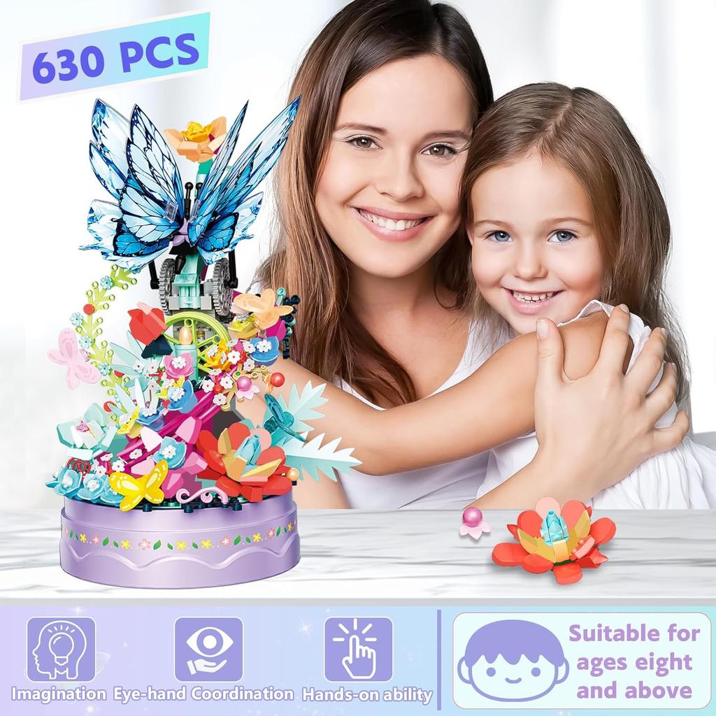 Набор для сборки букета цветов для взрослых, 630 деталей, цветы-бабочки, мини-кирпичики, строительные блоки, наборы для бонсай, ботаническая коллекция, домашний декор, день рождения