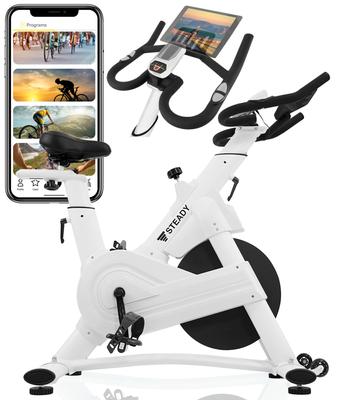 УСТОЙЧИВЫЙ Spin Bike Pro Модель Zwift App Linked Тихий Простота сборки Аэродинамический велосипед Фитнес-велосипед Велотренажер Для Домашнего Использования Белый Высококачественный