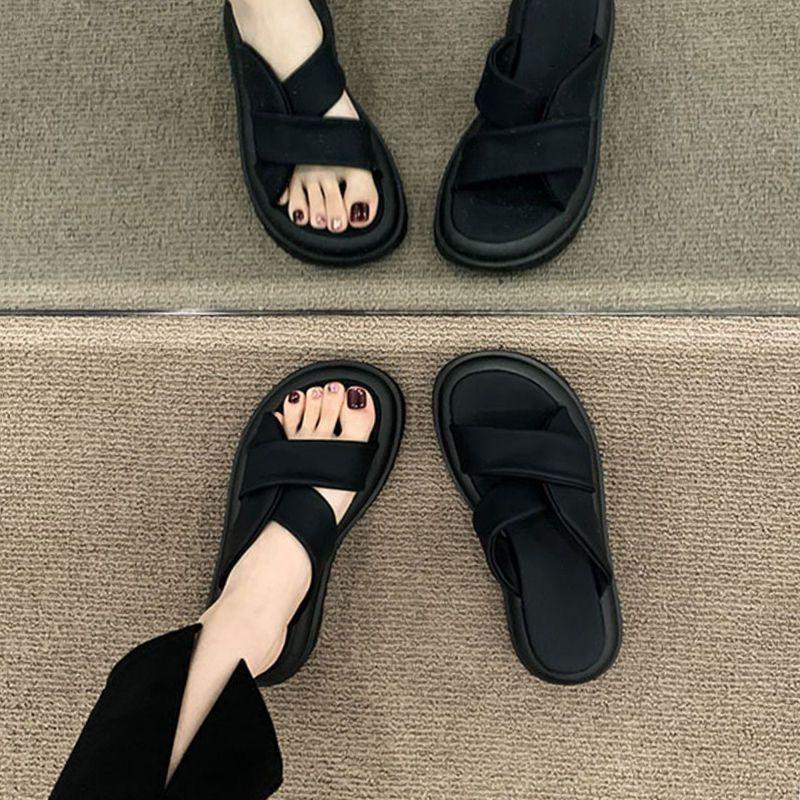 High-value Cool Slippers Women's Summer Wear 2025 New Muffin Thick Bottom Increase Internet Celebrity Explosion Beach One-word Drag