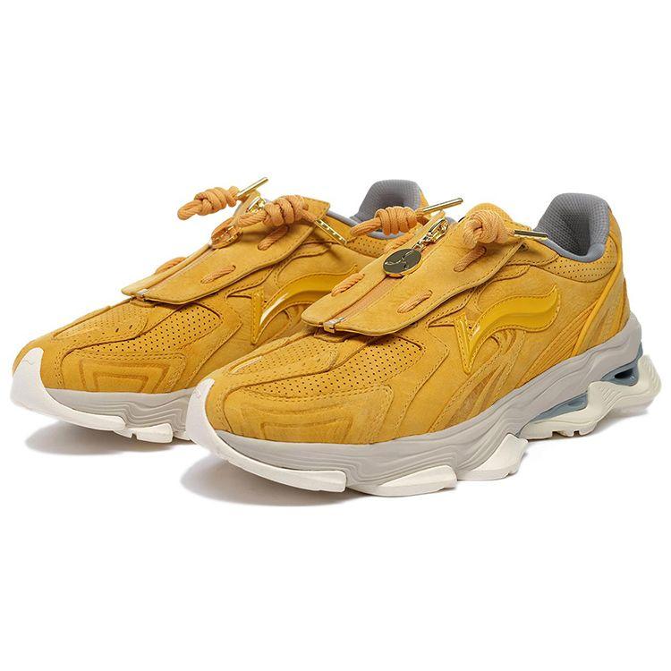 Li Ning Чжэн Жун Кожаные Амортизирующие Нескользящие Износостойкие Легкие Низкие Спортивные Повседневные Кроссовки Мужские Желтые ALJS015-1