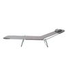 Folding Sun Lounger, Texteline Reclining Sun Bed with 5 Position Adjustable Backrest, Headrest, Coffee