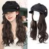 Synthetic Beret And Fisherman's Hat Wig Extension Long Wavy Wig  Heat Resistant For Women Daily Use