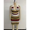 Retro Slim Lapel Halter Neck Striped Dress for Women In Summer