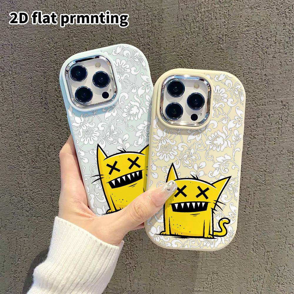 Чехол для телефона: 2D плоский дизайн, подходящий для защитного чехла iPhone 18 17 16 15 14 13 Pro, стиль для пары, модный сумасшедший кот, подарки на Рождество и Хэллоуин