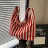 Простая маленькая свежая полосатая сумка через плечо повседневная модная большая вместительная сумка для покупок из плотного хлопка ретро литературная сумка