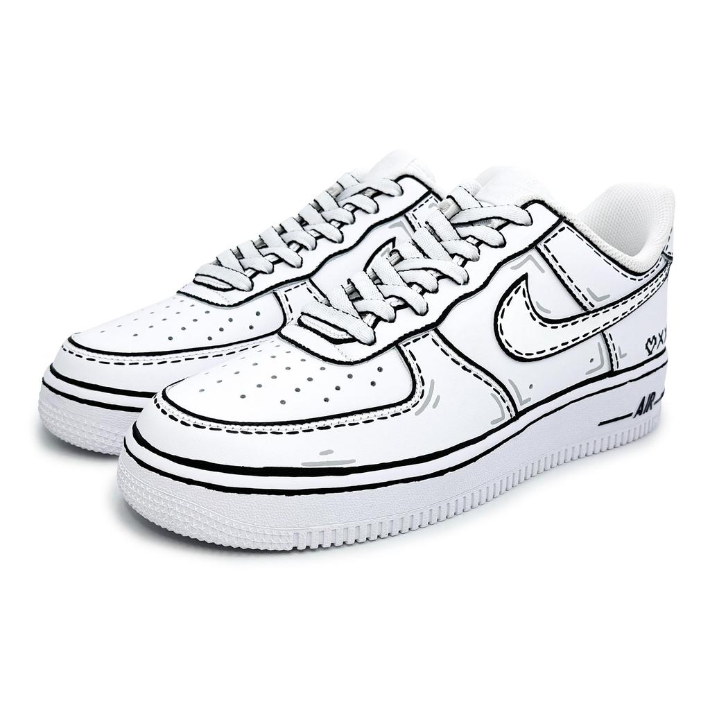 Nike Air Force 1 Slip Resistant Abrasion Resistant Low top Skateboard Shoes Men's White Black CW2288-111(Team317-)