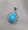 American Turquoise Pendant: Handmade 925 Silver Boho Necklace