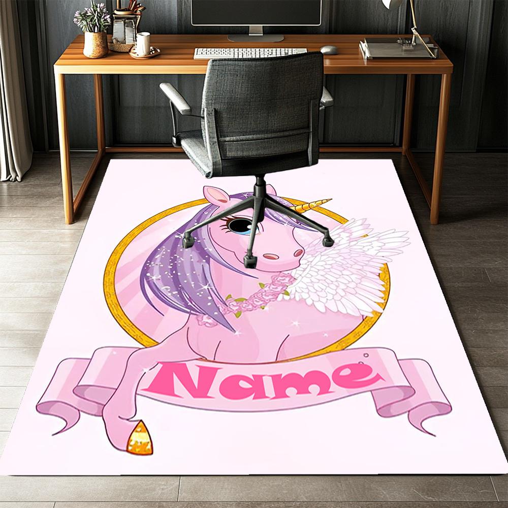 Custom Name Unicorn Printed Carpet,Rug for Office Chair Living Room Bedroom Kitchen Room Decor Gifts.