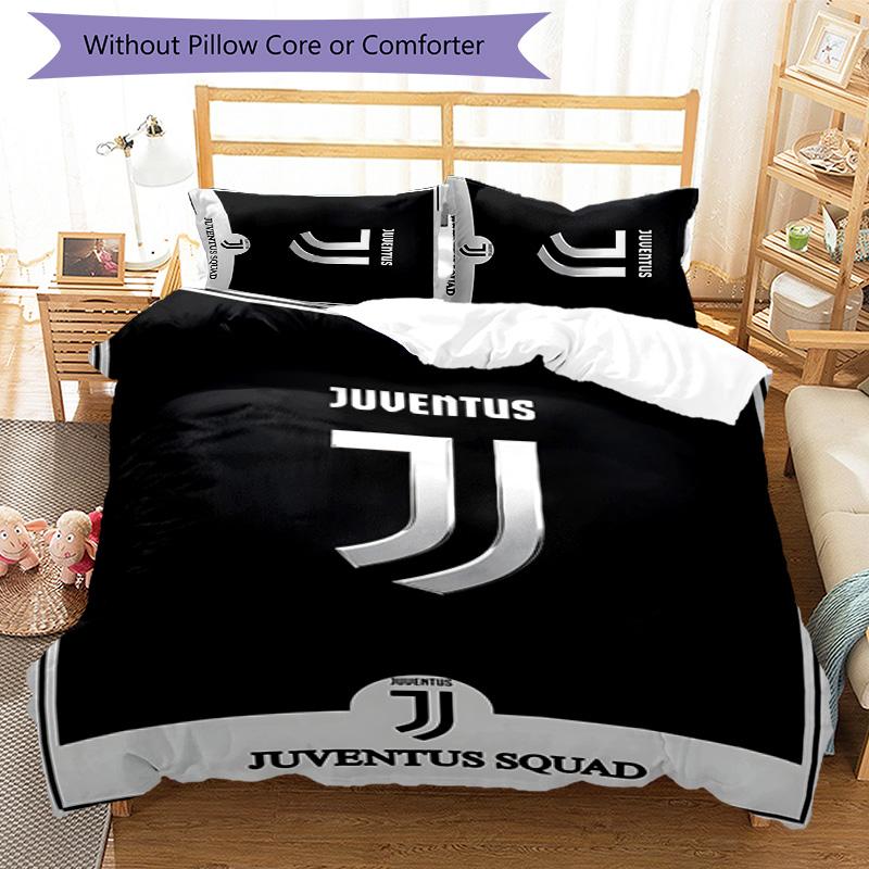 3pcs Juventus Design Cover Set - HD Printed Bedding with 1 Cover and 2 Pillowcases - Perfect for Home and Dorm Decor