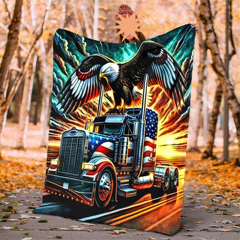 Eagle Flannel Blanket Soft Warm All-Season Throw, Design for Camping, Car Travel, Hiking Sofa, Bed, Office Perfect Gift for Parties